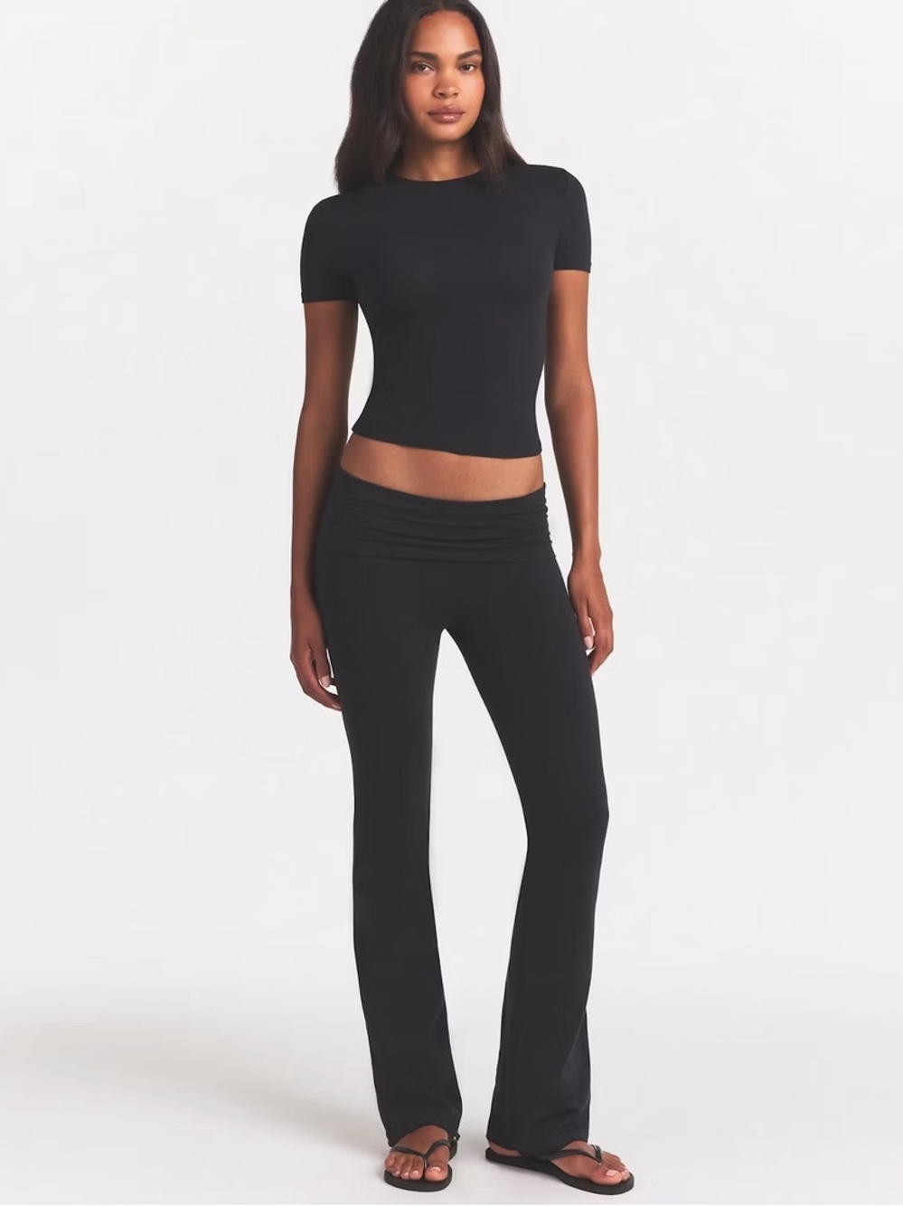SKIMS Women’s Black Fold-Over Jersey  Flare Pants